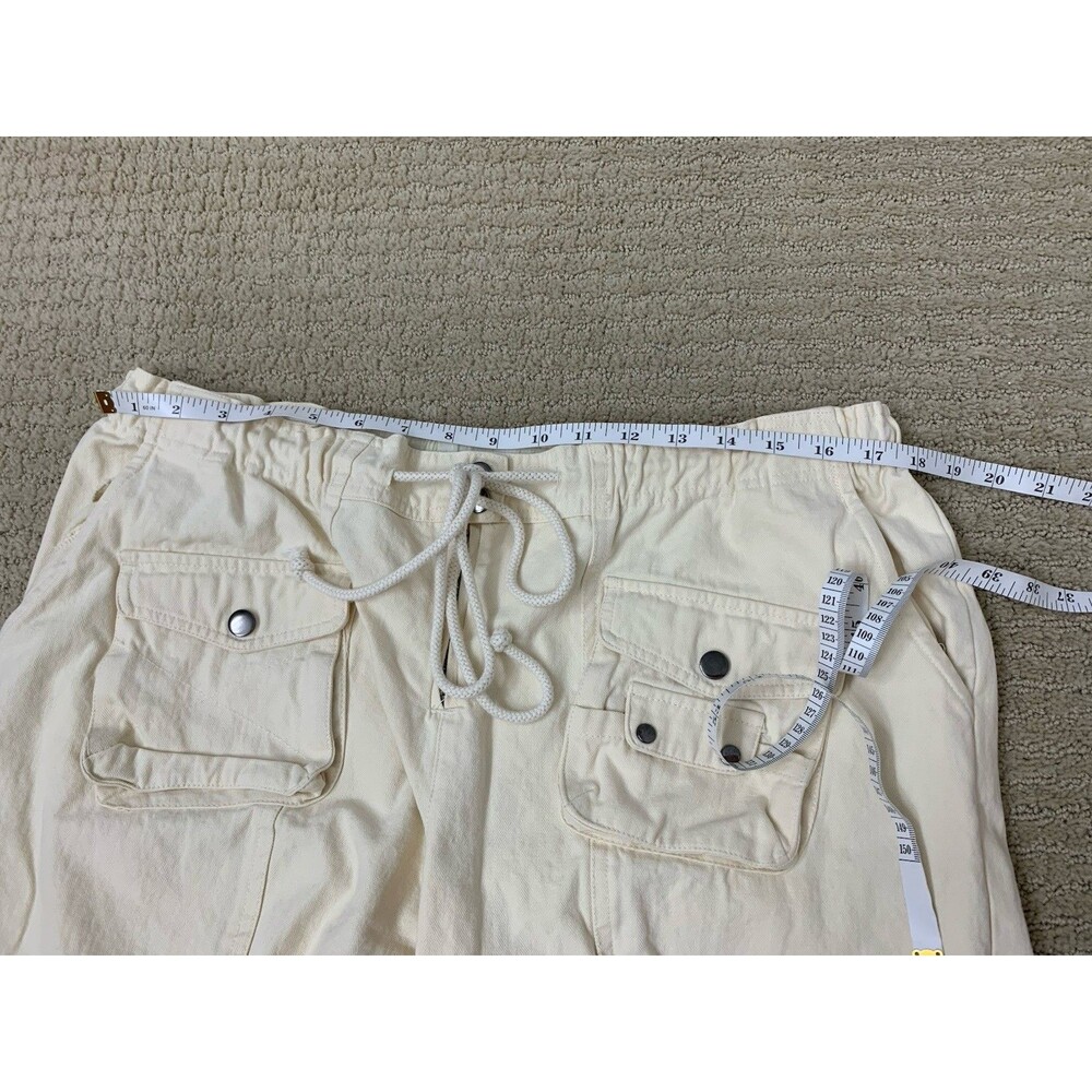 Oli & Hali Cream Streetwear Cargo Pants Drawstring Waist Utility JP0153 Large - Picture 13 of 13